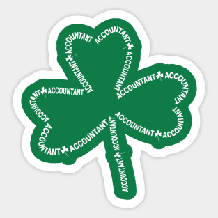 Accountant White Text Shamrock Sticker